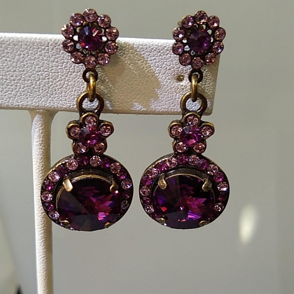 Amethyst Swarovski Crystal Drop Earrings